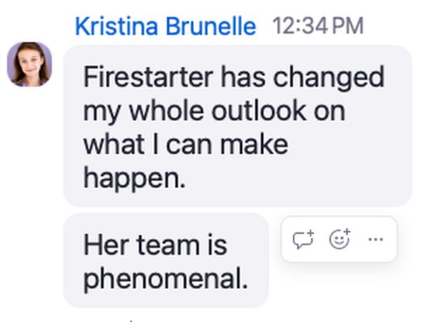 Client testimonial for Firestarter