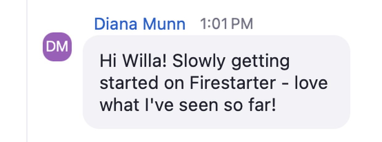 Client testimonial for Firestarter